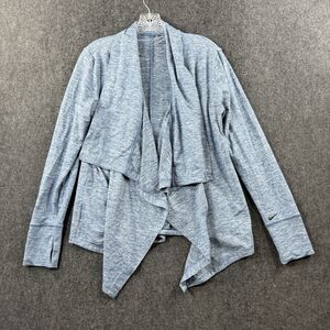 Nike Yoga Cardigan Women's Small Heathered Blue Wrap Open Front Long Sleeve
